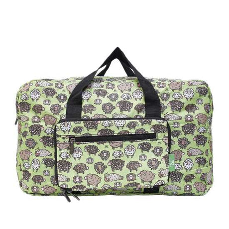 Wochenend-Reisetasche ECO CHIC faltbar Schafe Grün 29x50x20cm 100% Kunststoff recycelt