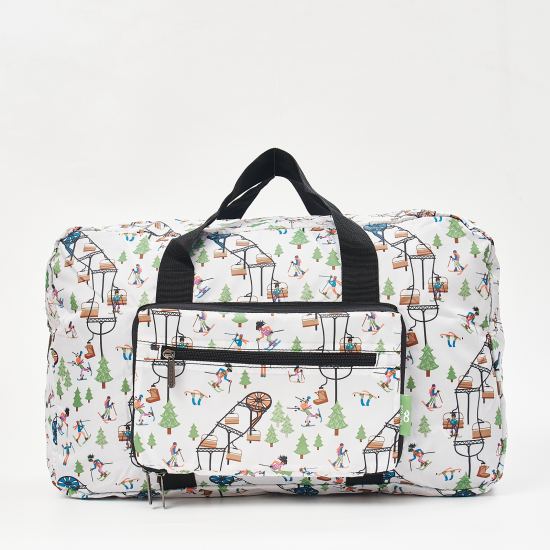 Wochenend-Reisetasche ECO CHIC faltbar Skifahrer Weiss 29x50x20cm 100% Kunststoff recycelt